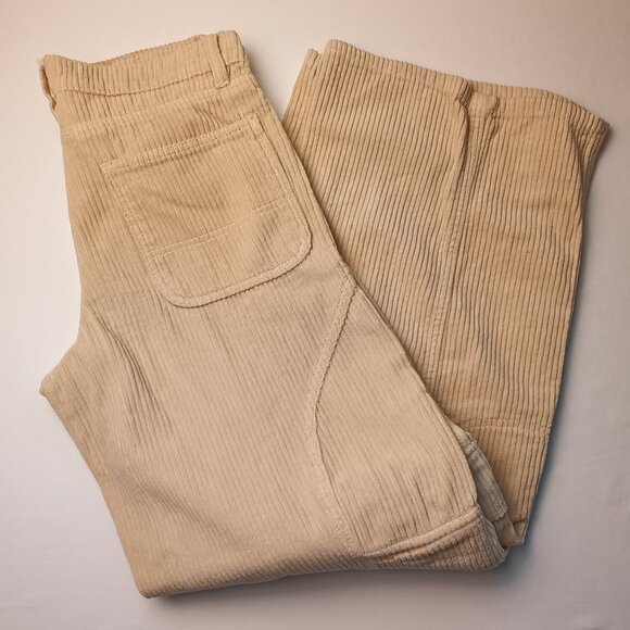Urban Outfitters Woman's Wide Leg Baggy Cargo Corduroy Pants Size 24/0 Yellow - Picture 1 of 9
